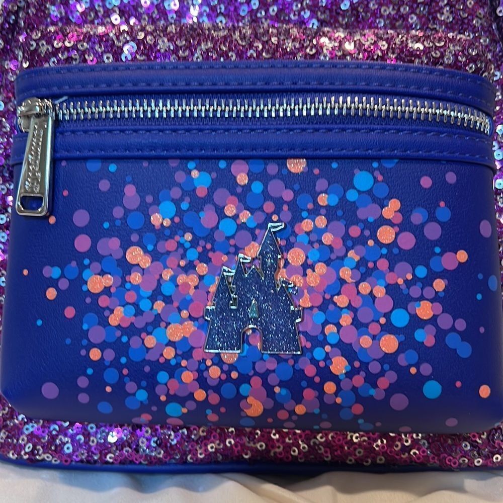 Loungefly Disneyland Paris 30th Anniversary Castle Sequin Backpack NWT - Picture 3 of 11